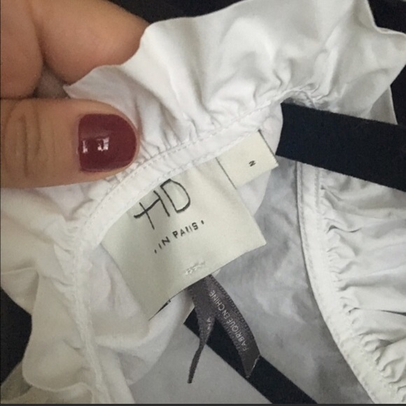 Anthro HD in Paris WHITE Ruffled Poplin top - Picture 5 of 5